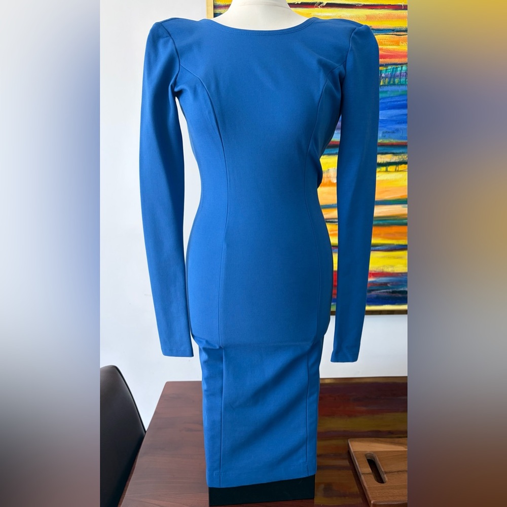 Beckley by Melissa Blue LS Bodycon Blue Dress Metal Zipper  Lovely Sz 0 w/Tags 💙